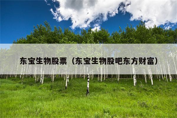 东宝生物股票-东宝生物股票股吧
