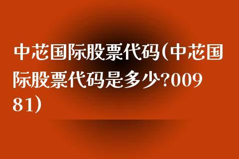 中芯国际股票代码-中芯国际股票代码多少