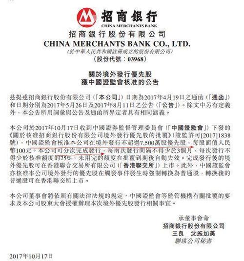 银行 优先股-招商银行优先股